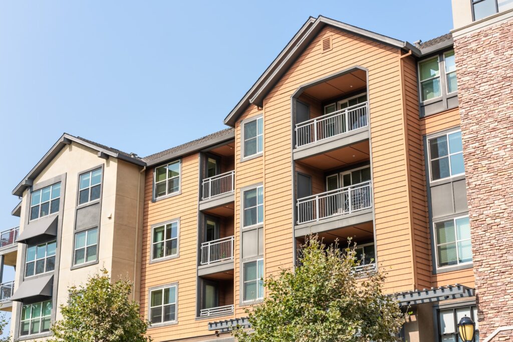 Exterior view of apartment building